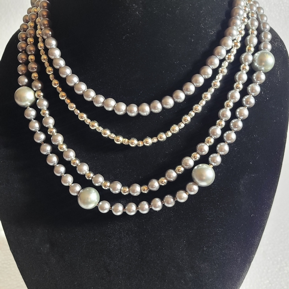 Multiple Strings Silver Plated Necklace - image 5